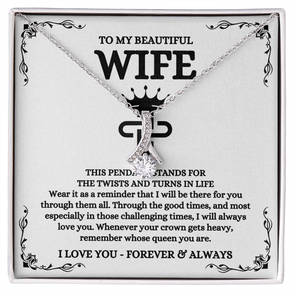To My Beautiful Wife Necklace - Best Loving Jewelry Gift for Valentine’s Day, Anniversaries & Romantic Surprises - Alluring Beauty Necklace