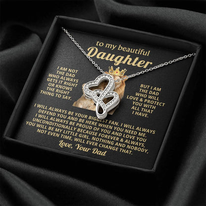 To My Daughter Necklace - Everyday Love Jewelry Gift from Dad for Daughter’s Birthday & Just Because - Heart-to-heart Pendant Necklace