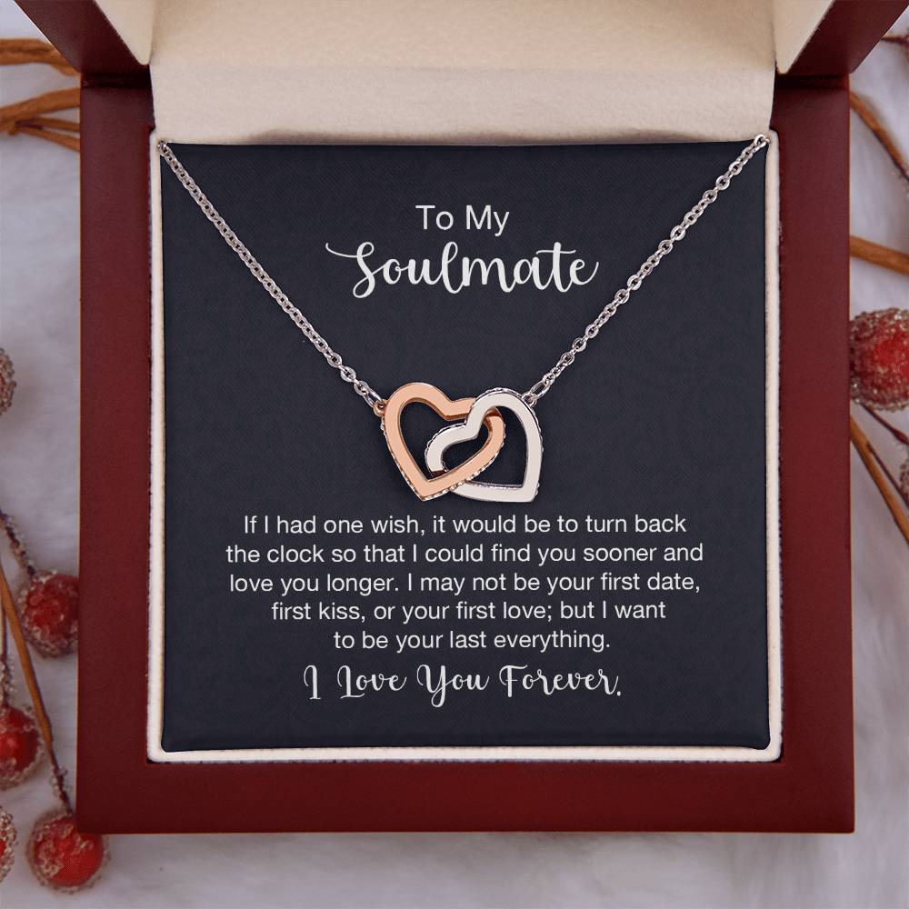 To My Soulmate Necklace - Long Distance Relationship Soulmate Gift for Romantic Occasions - Interlocking Hearts Necklace