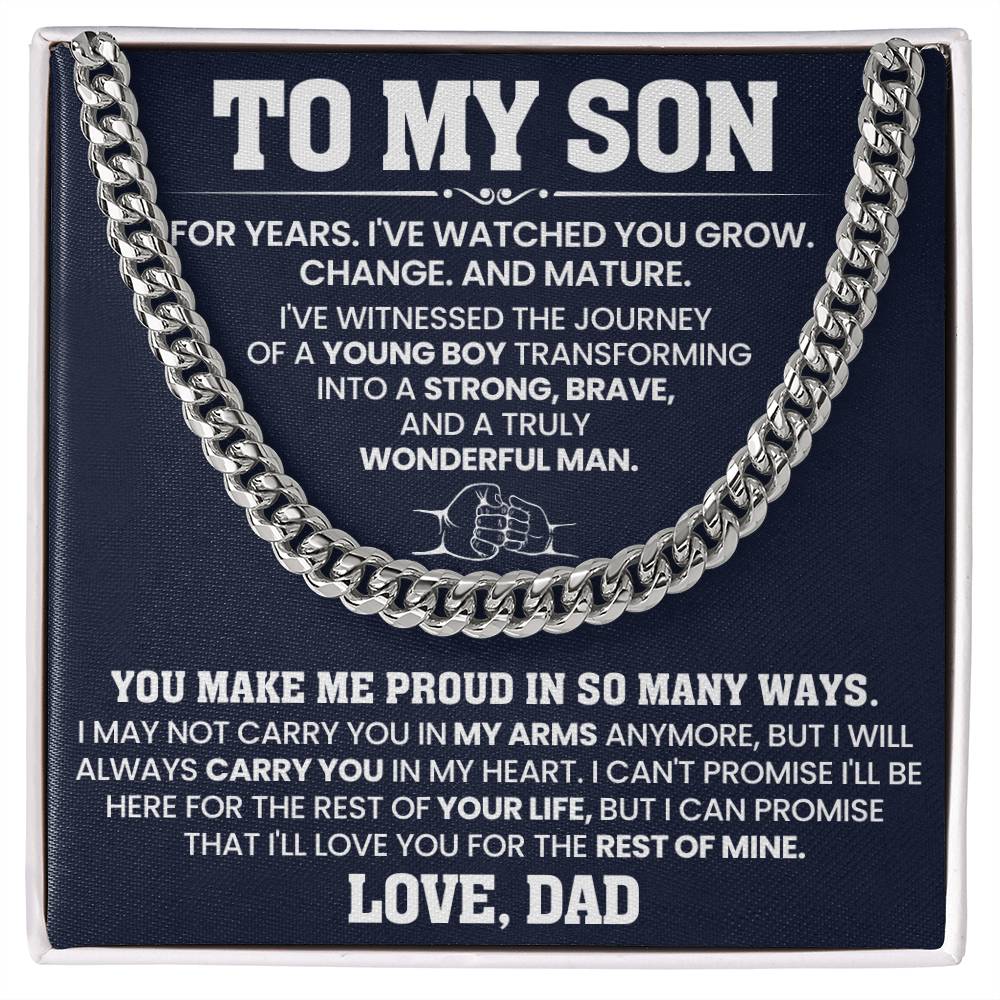 To My Son - You make me proud in so many ways - Cuban Link Chain Gift from Dad