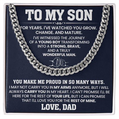 To My Son - You make me proud in so many ways - Cuban Link Chain Gift from Dad