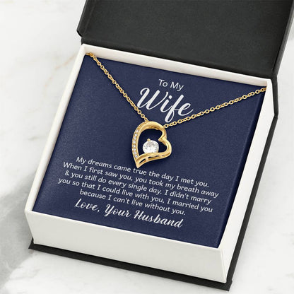 To My Wife Necklace - Romantic Anniversary & Valentine’s Day Jewelry Gift from Husband to Wife - Forever Love Necklace
