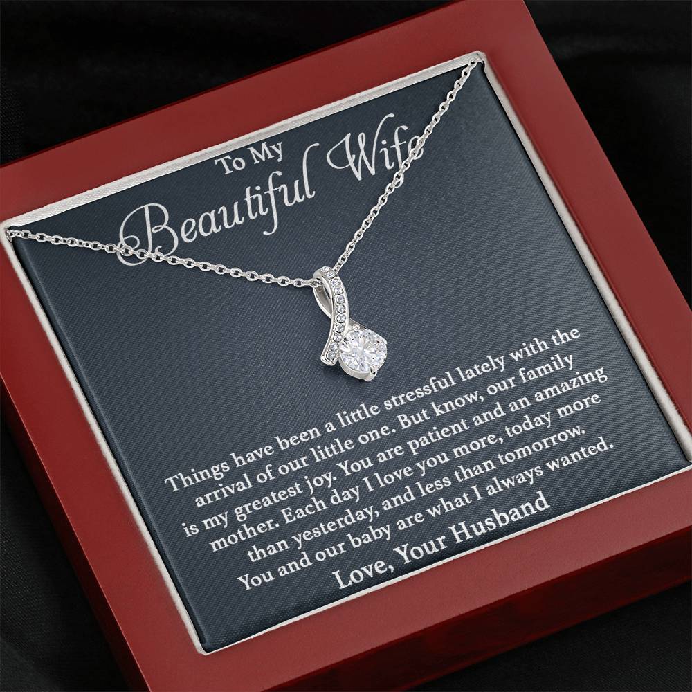 To My Beautiful Wife Necklace - Perfect Romantic Surprise from Husband for Anniversary, Birthday & Valentine’s Day - Alluring Beauty Necklace