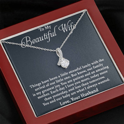 To My Beautiful Wife Necklace - Perfect Romantic Surprise from Husband for Anniversary, Birthday & Valentine’s Day - Alluring Beauty Necklace