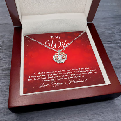 To My Wife Necklace - Romantic Present for Wife from Husband - Crown Pendant Necklace