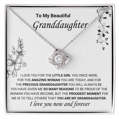 To My Granddaughter Necklace – Jewelry for Granddaughter’s Birthday & Graduation Milestones – Love Knot Necklace