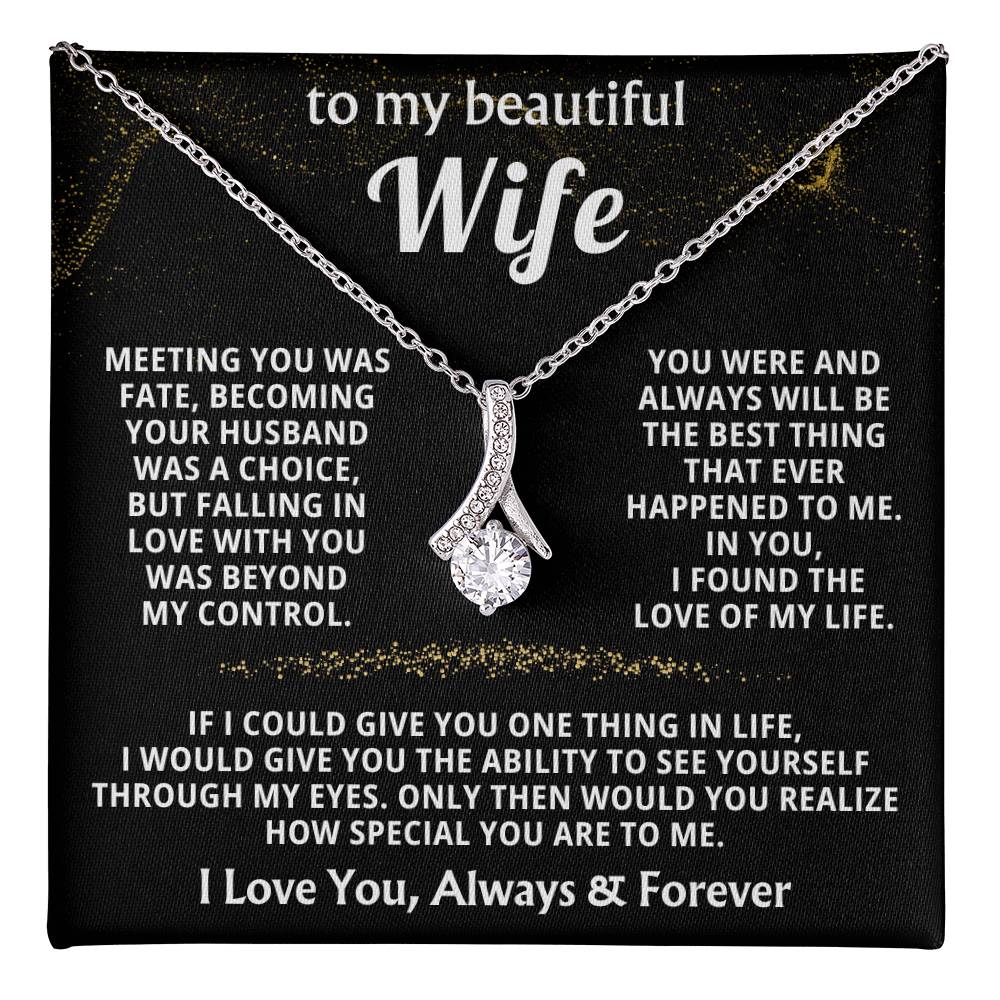 To My Beautiful Wife Necklace - Romantic Husband Gift for Christmas, Valentine’s Day & Anniversary Love Surprises - Alluring Beauty Necklace