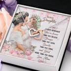 To My Daughter Necklace - Special Gift from Mom for Birthday, Christmas & Proud Mom Moments - Interlocking Hearts Necklace