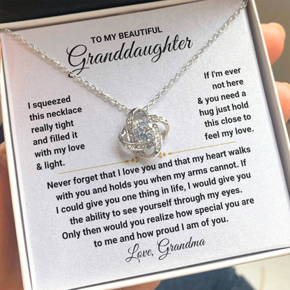 To My Granddaughter Necklace – Birthday & Christmas Gift from Grandma – Love Knot Necklace