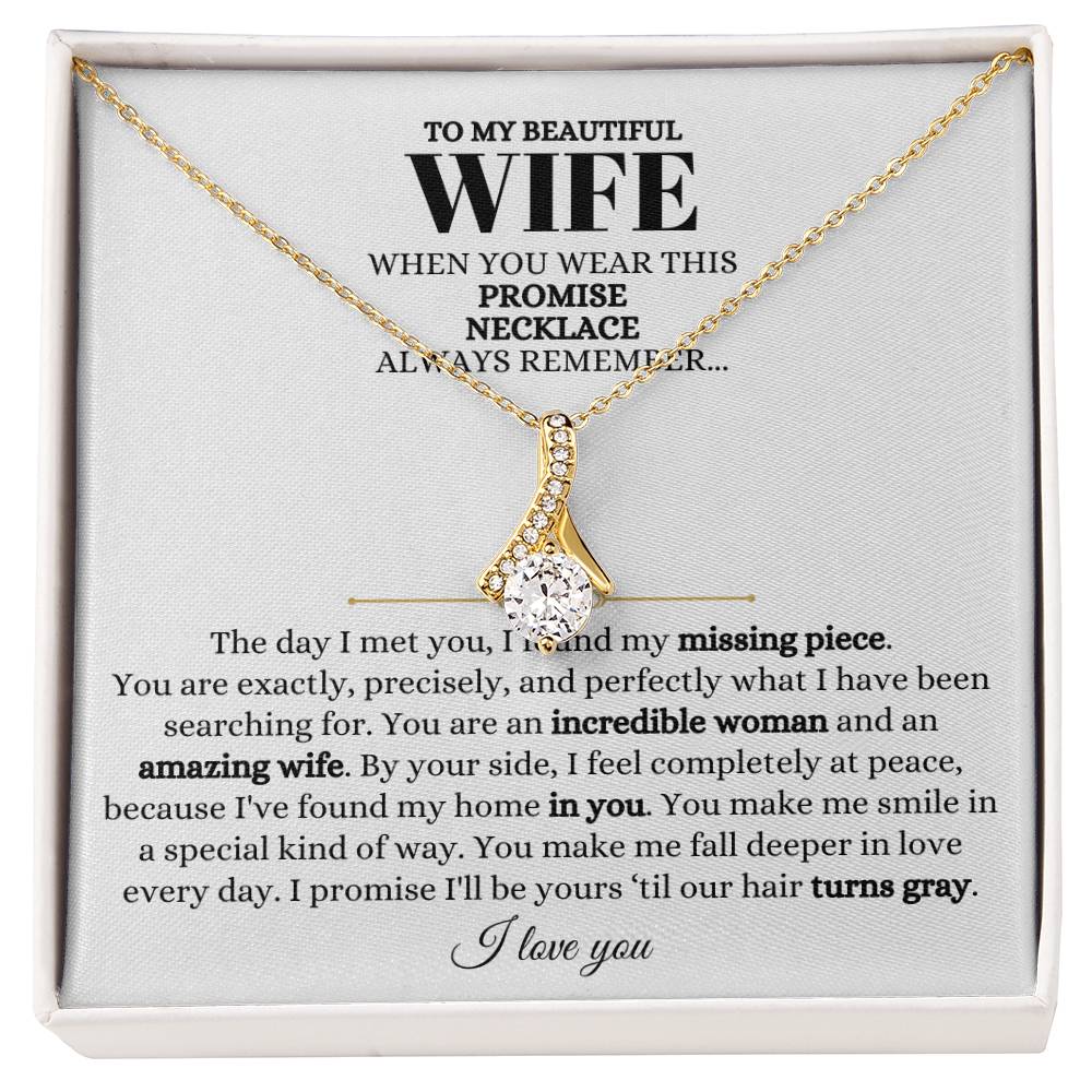 To My Beautiful Wife Necklace - Sweet Emotional Gift for Wife from Husband on Birthday, Anniversary & Valentine’s Day - Alluring Beauty Necklace