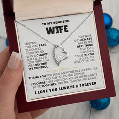 Wife Heart Necklace Gift, Wedding Anniversary & Birthday Jewelry Keepsake, To My Beautiful Wife