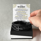 To My Grandson - Gift for Grandson from Grandma - Never forget that I love you - Men's Cross Bracelet
