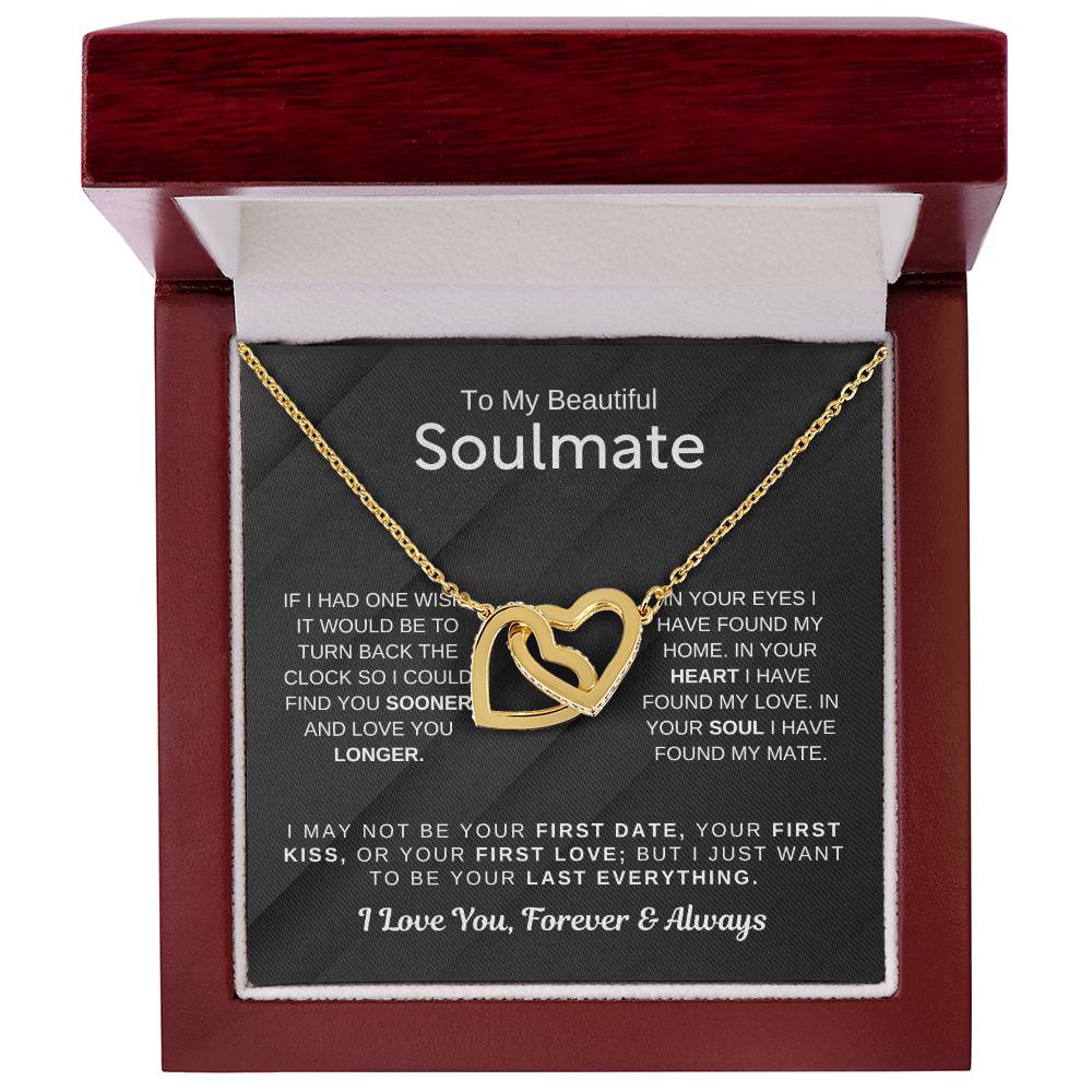 To My Beautiful Soulmate Necklace - Soulmate Necklace Gift for Surprises & Love Moments - Interlocking Hearts Necklace