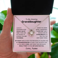 Graceful Sparkle Necklace for Granddaughter, Elegant Jewelry Keepsake, Love Knot Necklace, To My Beautiful Granddaughter
