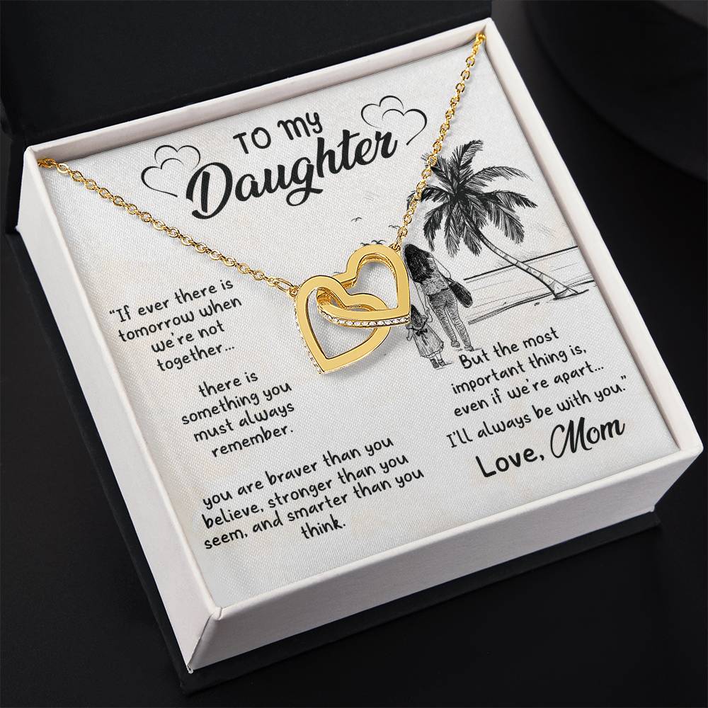 To My Daughter Necklace - I love you to the mom and back - Interlocking Hearts Necklace Gift for Daughter