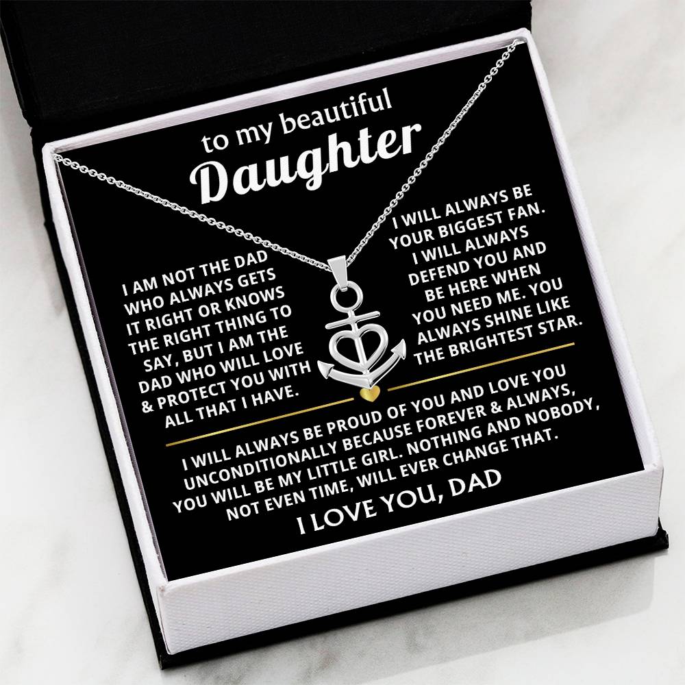 To My Daughter Necklace - Best Gift for Daughter from Dad - Anchor Pendant Necklace