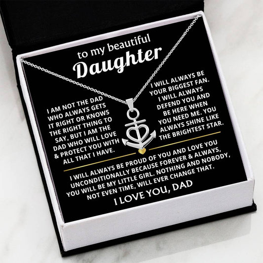 To My Daughter Necklace - Best Gift for Daughter from Dad - Anchor Pendant Necklace