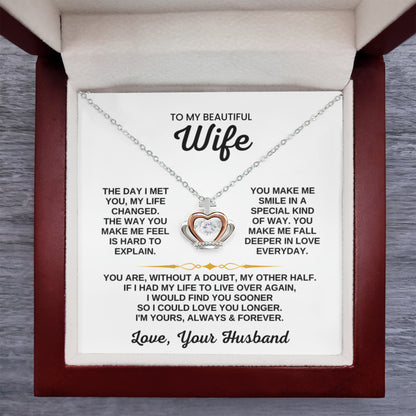 To My Wife Necklace from Husband - Emotional Jewelry Gift for Anniversary, Birthday & Valentine’s Day - Crown Pendant Necklace
