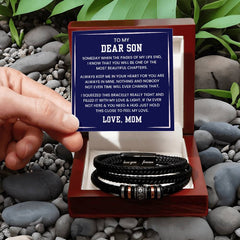 Men’s Cross Leather Bracelet, Gifts for Son, Meaningful Christian Jewelry, Birthday Gift for Him, To My Dear Son