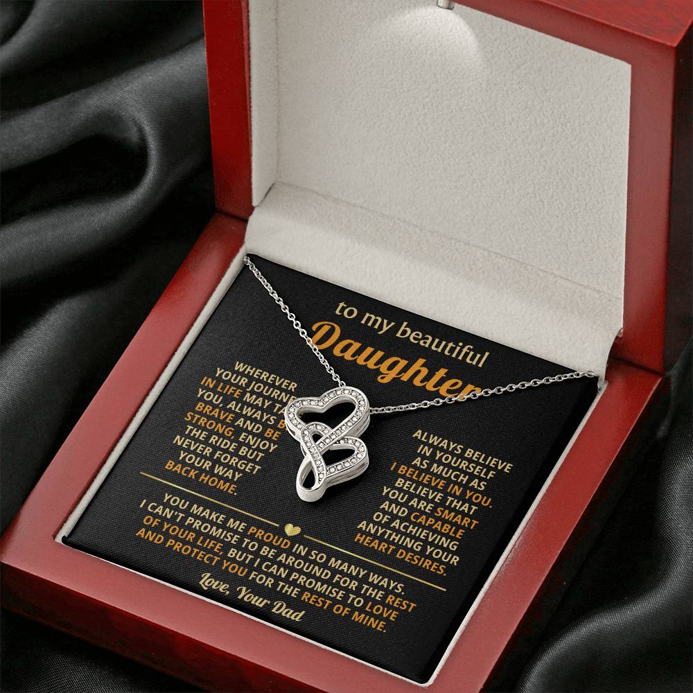To My Daughter Necklace – Graduation & Christmas Gift from Father – Heart-to-heart Pendant Necklace