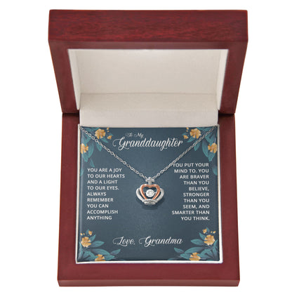 To My Granddaughter Necklace – Valentine Birthday Gift for Granddaughter from Grandma – Crown Pendant Necklace