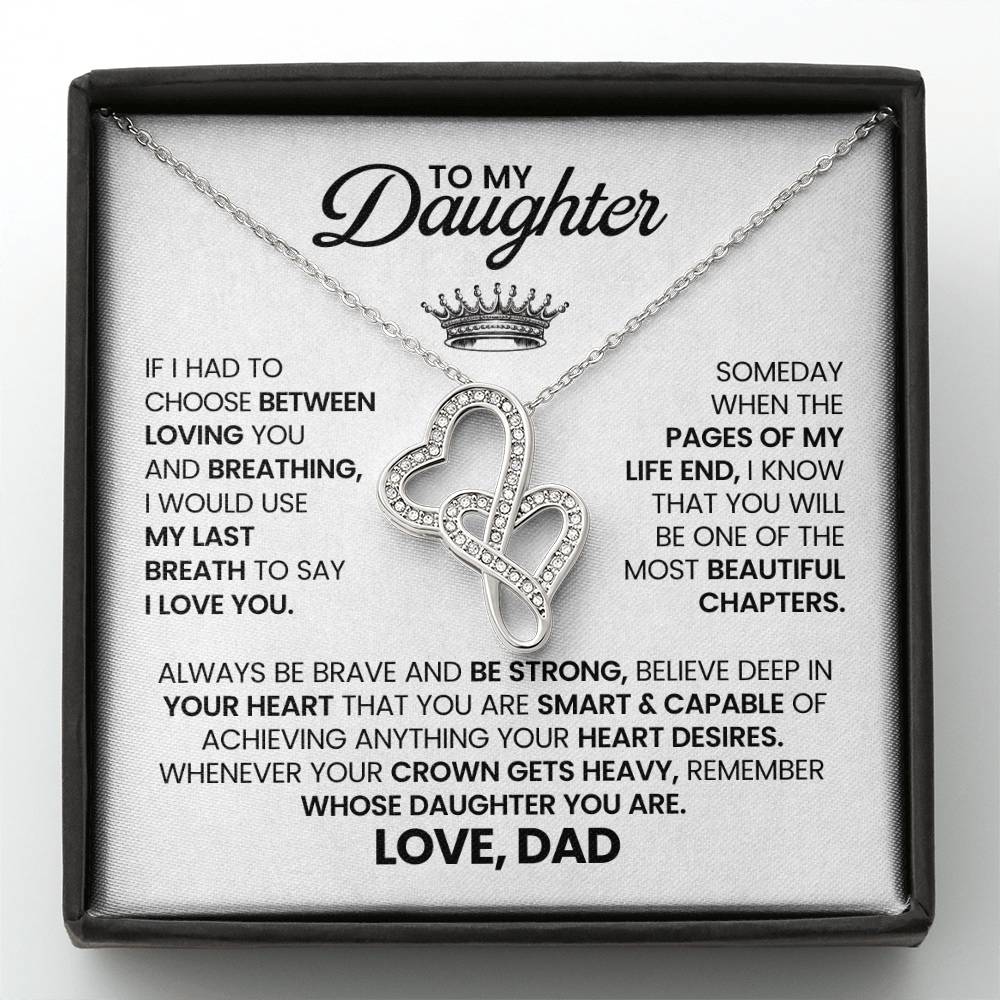 To My Daughter Necklace - Heartfelt Christmas Surprise from Daddy - Heart-to-heart Pendant Necklace