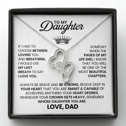 To My Daughter Necklace - Heartfelt Christmas Surprise from Daddy - Heart-to-heart Pendant Necklace