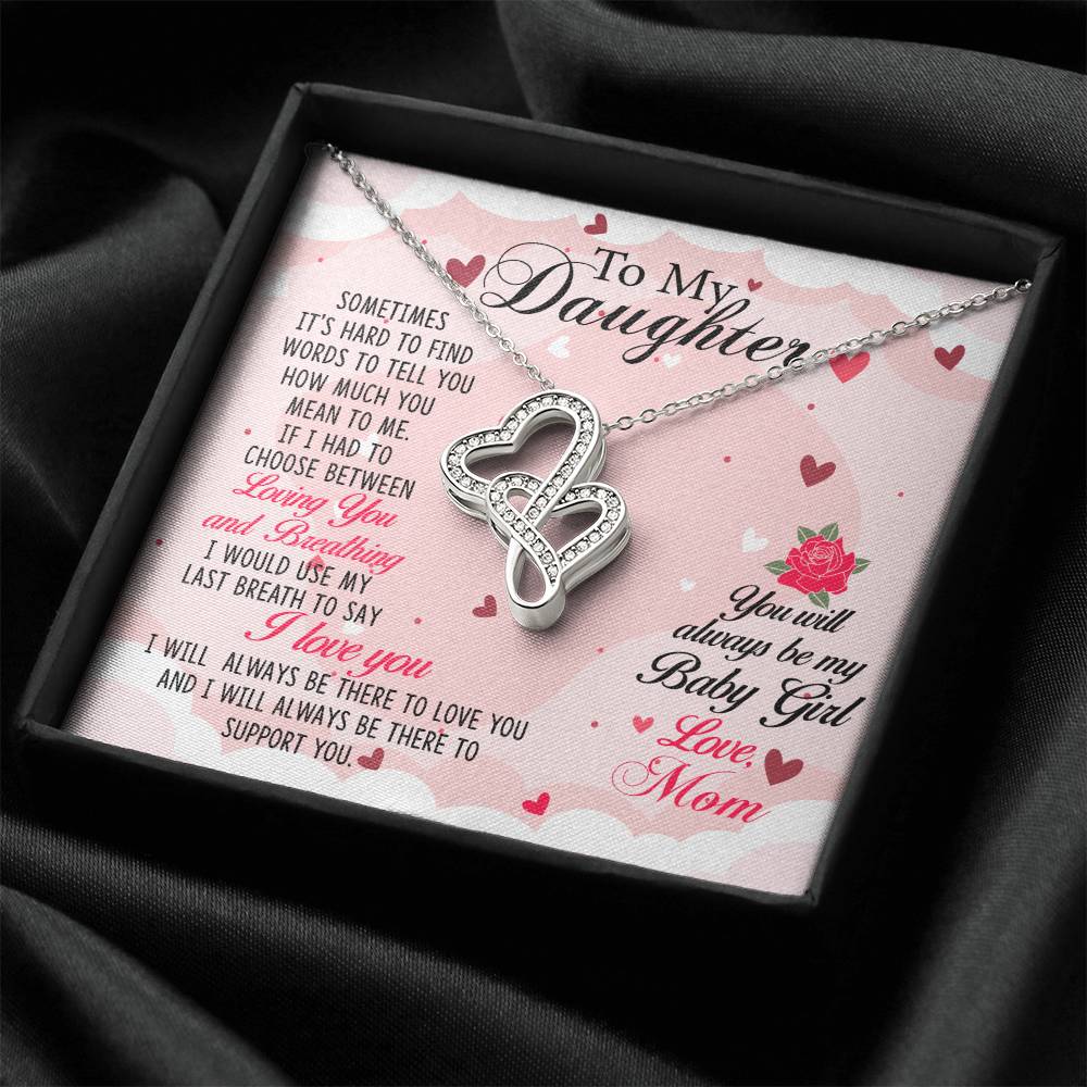 To My Daughter Necklace - Sentimental Birthday Gift from Mom - Heart-to-heart Pendant Necklace
