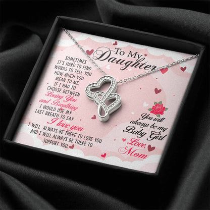 To My Daughter Necklace - Sentimental Birthday Gift from Mom - Heart-to-heart Pendant Necklace
