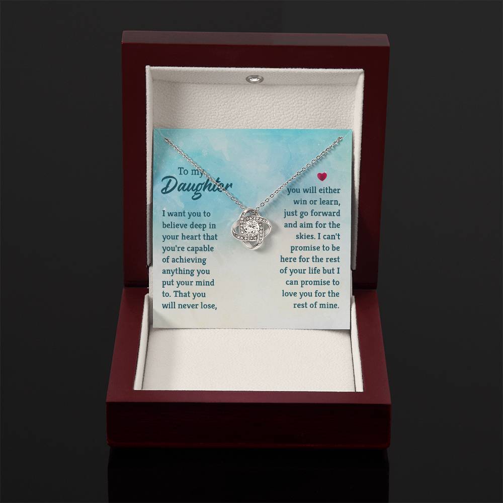 To My Daughter Necklace – Daughter Birthday Graduation Celebration Gift – Love Knot Necklace