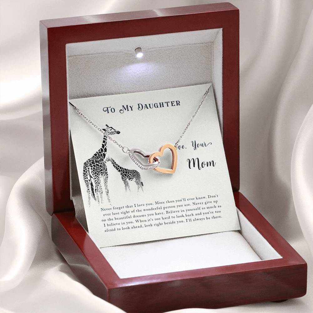 To My Daughter Necklace - Best Gift for Daughter’s Birthday from a Loving Mom - Interlocking Hearts Necklace