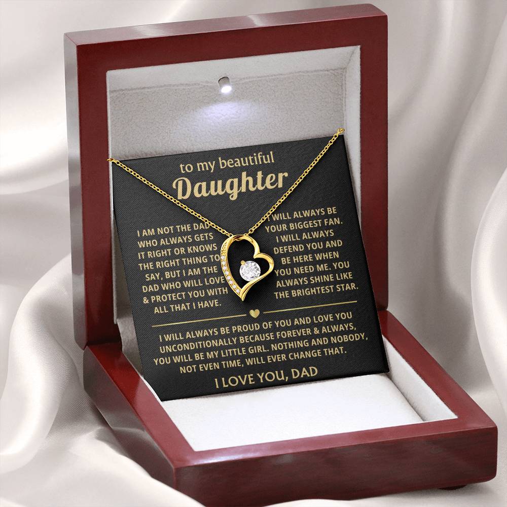 To My Daughter Necklace - Everyday Love Jewelry Gift from Dad for Daughter’s Birthday & Just Because - Forever Love Necklace