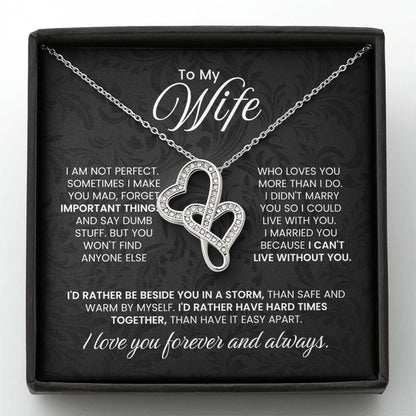 To My Wife Necklace - Romantic Husband to Wife Jewelry for Birthday, Valentine’s Day & Special Celebrations - Heart-to-heart Pendant Necklace