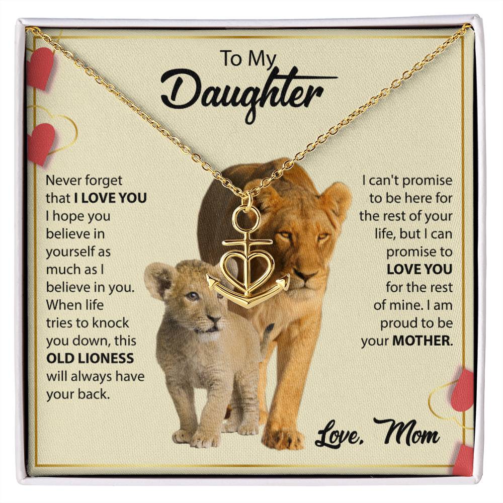 To My Daughter Necklace - Sentimental Jewelry Gift from Mom for Graduation & Life Achievements - Anchor Pendant Necklace