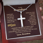 To My Grandson - Just hold this close to feel my love - Grandson Gift from Grandma - Artisan Cross Necklace