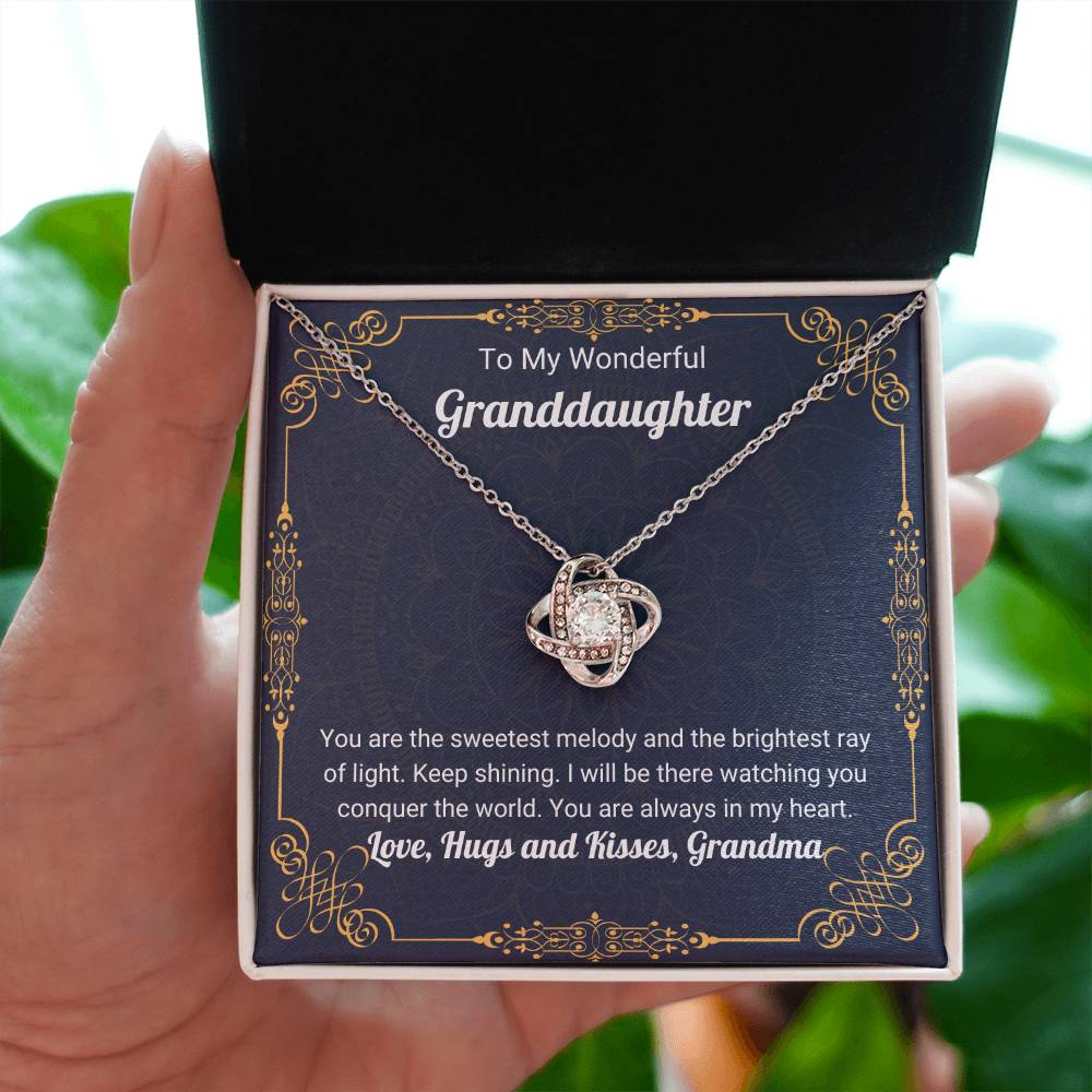 To My Granddaughter Necklace – Grandma’s Birthday Graduation Gift for Granddaughter – Love Knot Necklace