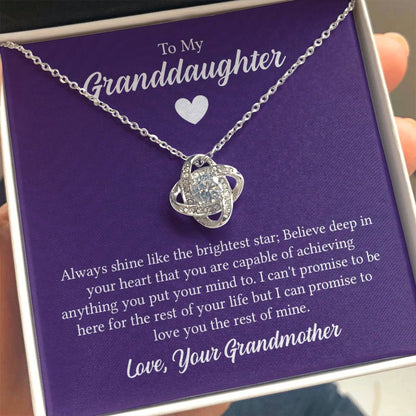 To My Granddaughter Necklace – Gift from Grandmother for Granddaughter – Love Knot Necklace