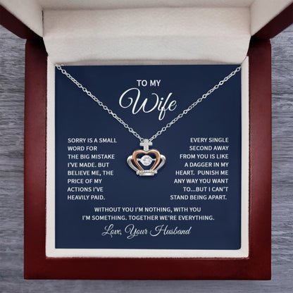 Gift for Wife from Husband - Sentimental Jewelry for Anniversary & Valentine’s Day - Crown Pendant Necklace