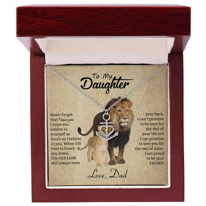 To My Daughter Necklace - Best Surprise Gift for Daughter from Dad for Graduation, Birthday & Christmas - Anchor Pendant Necklace