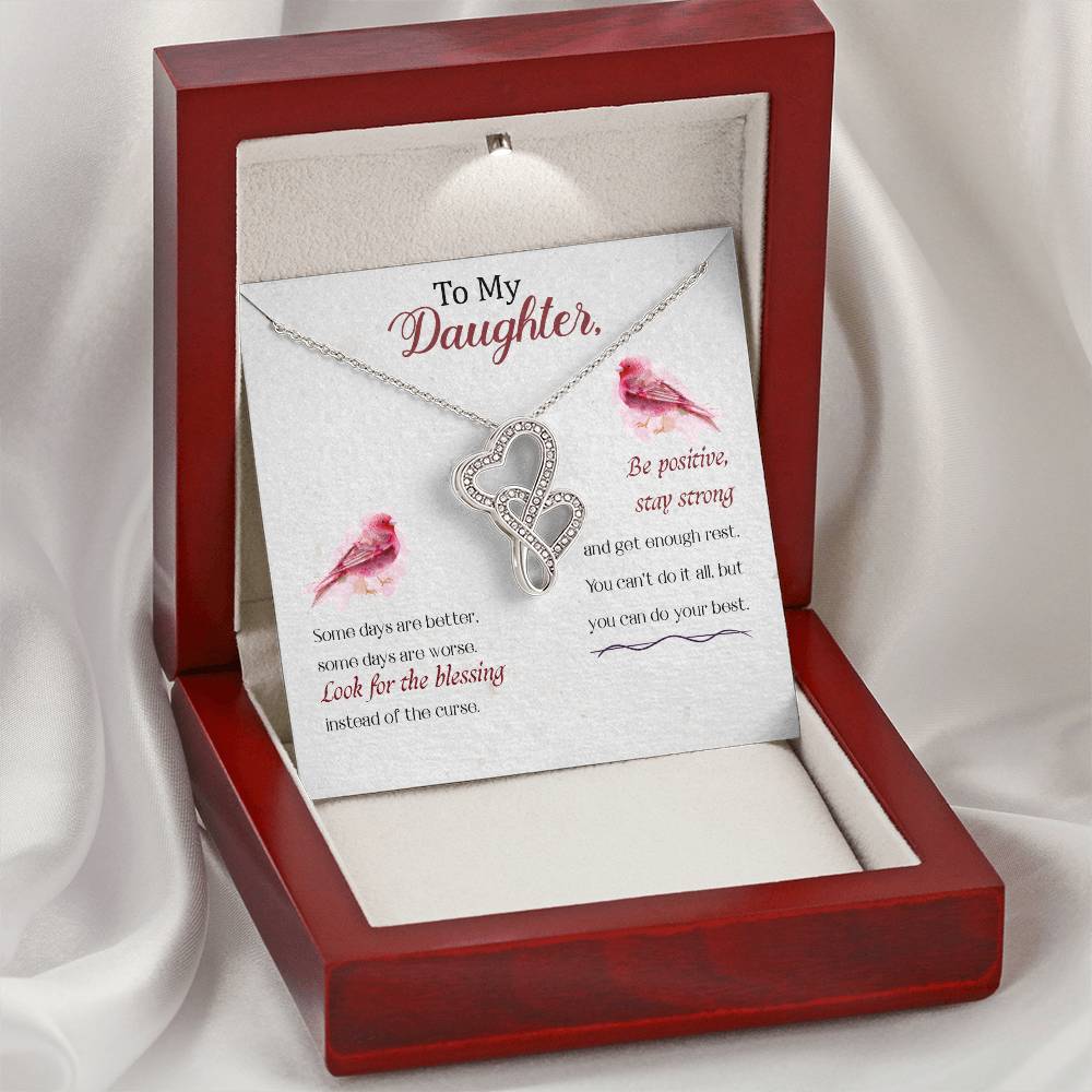 To My Daughter Necklace – Birthday Christmas Gift Necklace for Daughter – Heart-to-heart Pendant Necklace