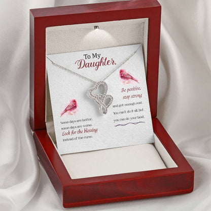 To My Daughter Necklace – Birthday Christmas Gift Necklace for Daughter – Heart-to-heart Pendant Necklace