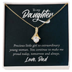 To My Daughter Necklace - Sweetest Daughter Gift from Dad for Birthday Joy & Proud Dad Love - Alluring Beauty Necklace