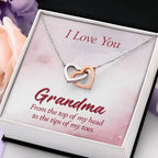 I Love You Grandma Gift from Grandkids - Interlocking Hearts Necklace