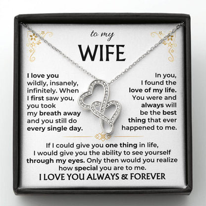 To My Wife Necklace - Best Surprise Gift for Wife from Husband for Anniversary, Christmas & Valentine’s Day - Heart-to-heart Pendant Necklace