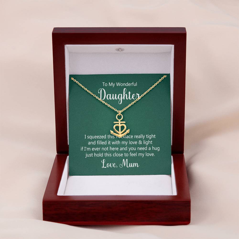 To My Daughter Necklace - Heartfelt Gift from Mom for Birthday, Graduation & Proud Mom Moments - Anchor Pendant Necklace