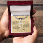 To My Grandson - Gift for Grandson from Grandpa - I will always love you - Artisan Cross with Cuban Link Chain