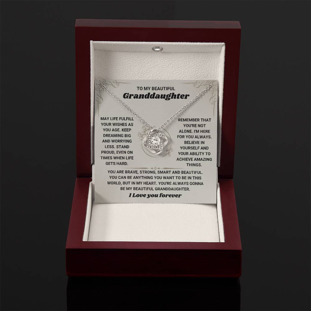 To My Granddaughter Necklace – Best Birthday & Graduation Gift Option for Granddaughter – Love Knot Necklace