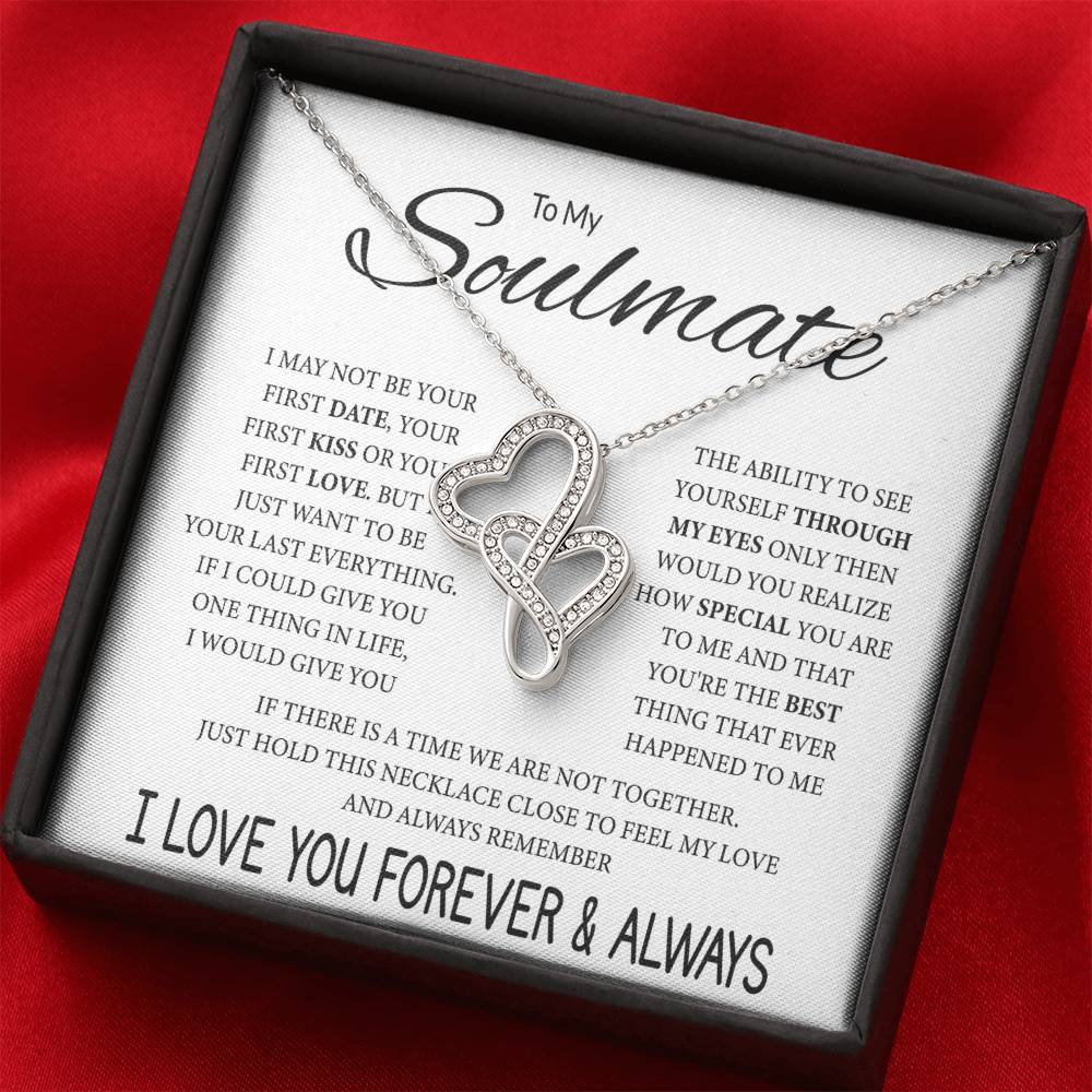 To My Soulmate Necklace - Gift for Celebrating Love on Valentine’s Day & Special Days - Heart-to-heart Pendant Necklace