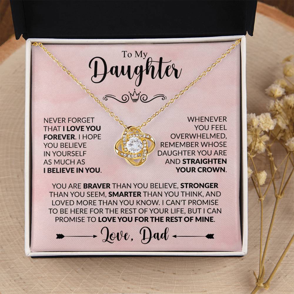 To My Daughter Necklace - Heartwarming Gift from Dad for Daughter’s Birthday & Meaningful Achievements - Love Knot Necklace