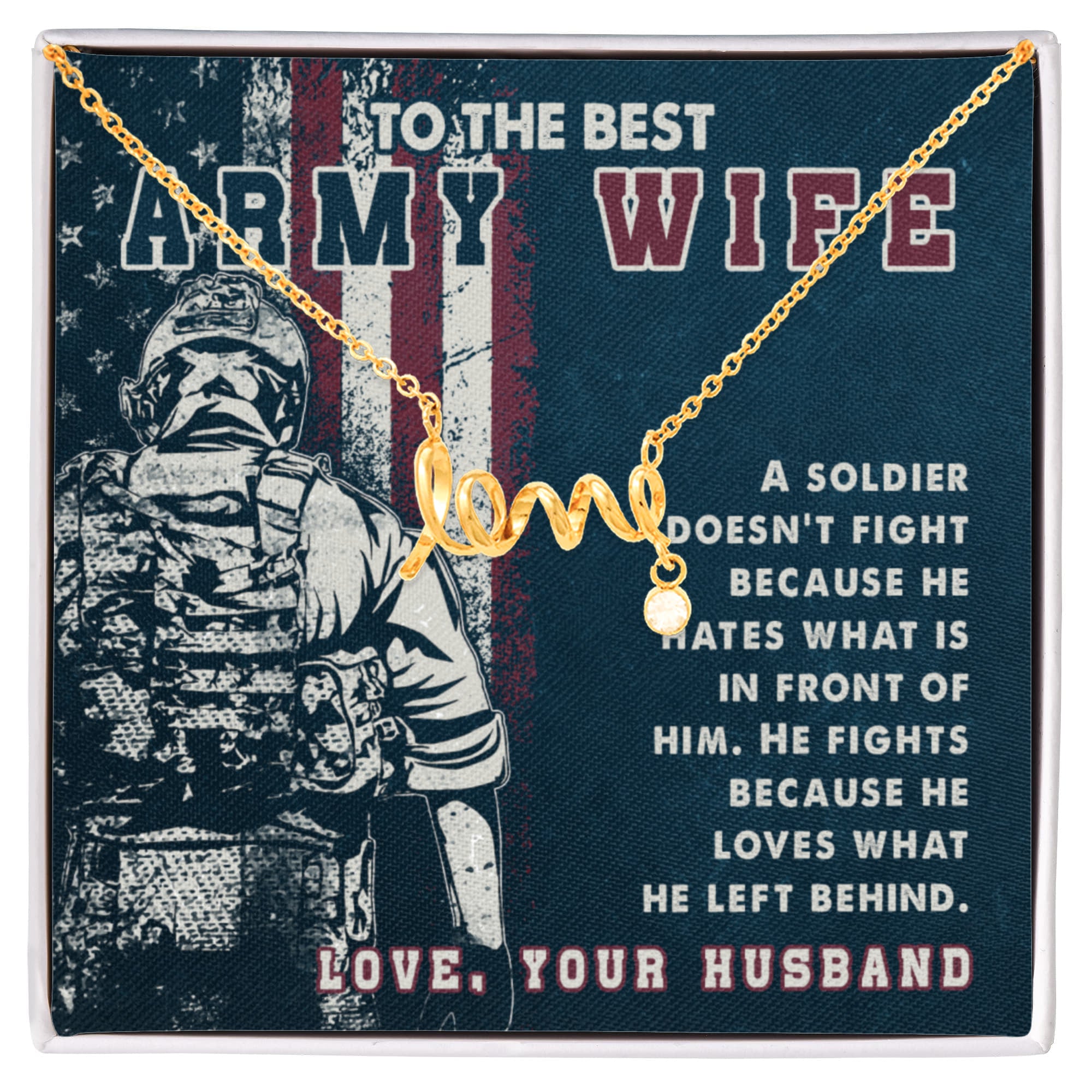 To The Best Army Wife Gift from Husband - Scripted Love Necklace